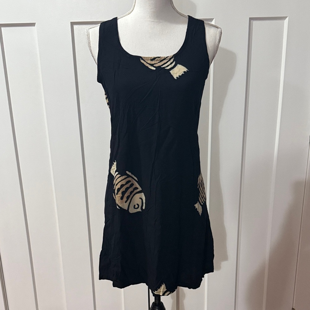 Black Fish Print Swim Coverup